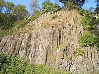 Abandoned columnar basalt quarry