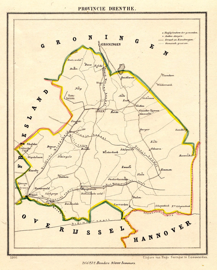 Map of Drenthe, 1866