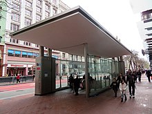 The new canopy in March 2019 New canopy at Powell Street station, March 2019.JPG