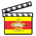 A film clapperboard 🎬 depicting both the flag and coat of arms of the Nguyễn Dynasty (to differentiate it from similar flags) to be used on articles about films produced during this period.