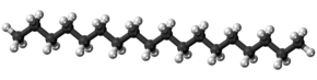 Ball-and-stick model of the octadecane molecule