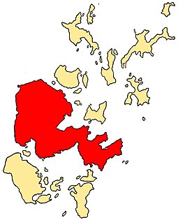 Mappa delle Isole Orcadi, evidenziata la terraferma