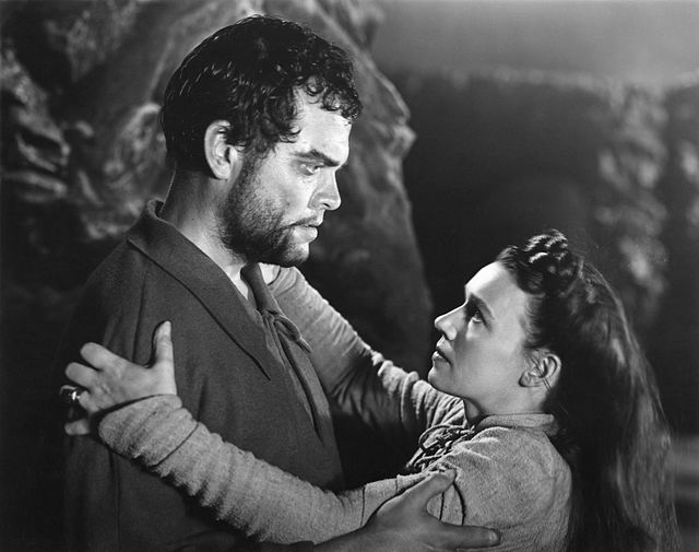 Orson Welles (Macbeth) and Jeanette Nolan (Lady Macbeth) in Welles's 1948 film adaptation of the play, Macbeth.