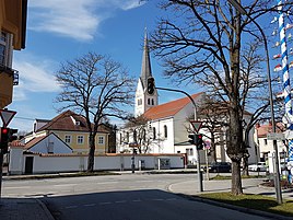 Feldmoching town center with St. Peter and Paul