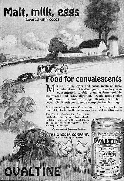 Ovaltine advertisement in an American medical journal, 1917