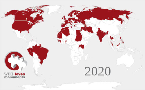 Map of countries participating in Wiki Loves Monuments in 2020