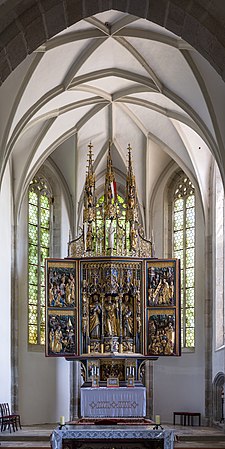 圖為佩森巴赫教堂高壇，位於上奧地利州多瑙河畔費德基興。由匿名大師（人稱SW大師）建於1495年。