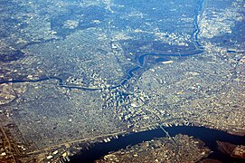 Center City with South Philly on left and North Philly on right, 2008