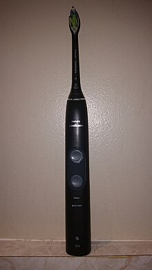 A Philips Sonicare 5100. This model has 2 cleaning modes Phillips Sonicare 5100 with black brushing head.jpg