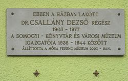 Csallány Dezső emléktáblája Szegeden
