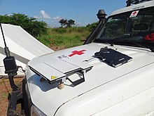 Portable Satellite Internet Modem and Antenna deployed with the Red Cross in South Sudan in 2014. Portable Satellite Internet Modem and Antenna.jpg