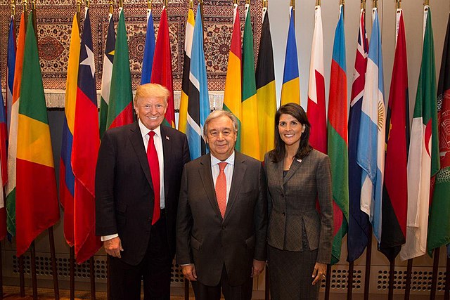 President Trump, Ambassador Haley, and UN Secretary General Guterres