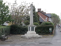 Protestant Martyrs' Monument, Denmark Road, Exeter, Devon. Erected 1909 in memory of the martyrs Thomas Benet (d.1531) and Agnes Prest (d.1557) ProtestantMartyrsMonumentExeter.jpg