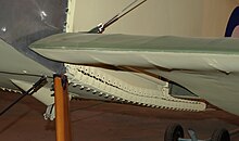 Laced panels and stitched undercambered airfoil of a Sopwith Pup PupRoot.JPG