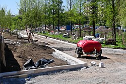 New kerbstones and landscaping in place on the left-hand side of Queen's Gardens in Kingston upon Hull.