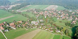 Flygfoto över orten Rapperswil.