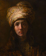 Rembrandt aŭ Samuel Hoogstraten - Young Man en Turban.jpg