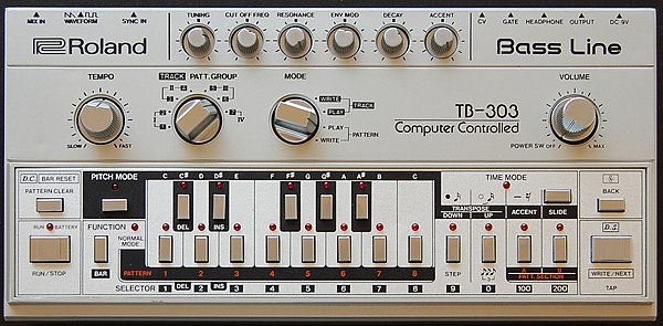 The Roland TB-303 is a synthesizer featured in acid house music.