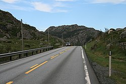 Uitzicht op het landschap van Bjerkreim