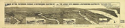 Panoramic map showing the trolley system that largely followed the Paterson Plank Road over the Hackensack and Passaic Rutherford Electric Railroad.jpg