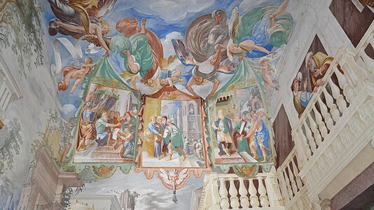 Decken- und Wandfresken in Kapelle 27 (Christus vor Pilatus) vom Sacro Monte di Varallo