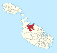 Location of Saint Paul's Bay (Maltese: San Pawl il-Bahar, Italian: Baia di San Paolo), a town in the Northern Region, Malta. San Pawl il-Bahar in Malta.svg