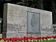 Battle honours listed on the regimental memorial, Edinburgh Scots Guards memorial.jpg