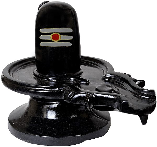 A lingam with tripundra, projected on a yoni base