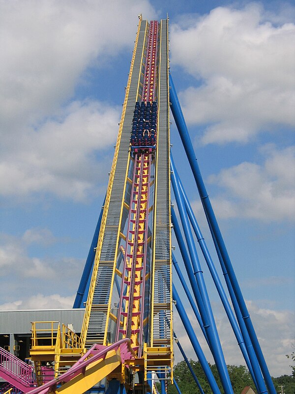 The lift hill of Nitro at Six Flags Great Adventure