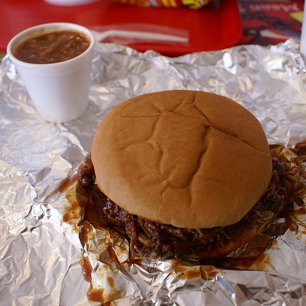 File:Sloppy yummy BBQ beef and smoked beans from The Mean Pig.jpg