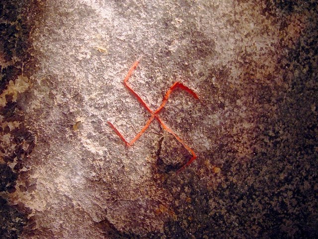 Drawing of a swastika on the Snoldelev Stone (9th century)