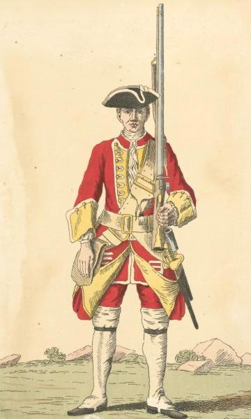 Uniform of the 28th c. 1742 with its yellow facings