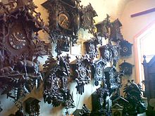 Some of the clocks displayed at the cuckooland museum. Some clocks displayed at Cuckooland.jpg