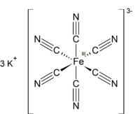 Structuurformule van kaliumhexacyanoferraat(III)