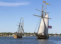 Sultana and Pride of Baltimore II on the Chester River near Chestertown, Maryland