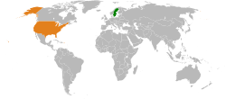 Map indicating locations of Sweden and USA