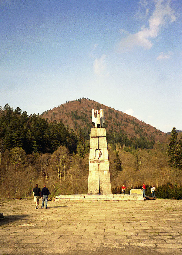 Świerczewski's monument near his place of death, in Bieszczady mountains. It has since been demolished.