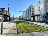 La station "Evry-Courcouronnes - Centre Ville - Université" de la ligne 12 Express du tramway d'Île-de-France