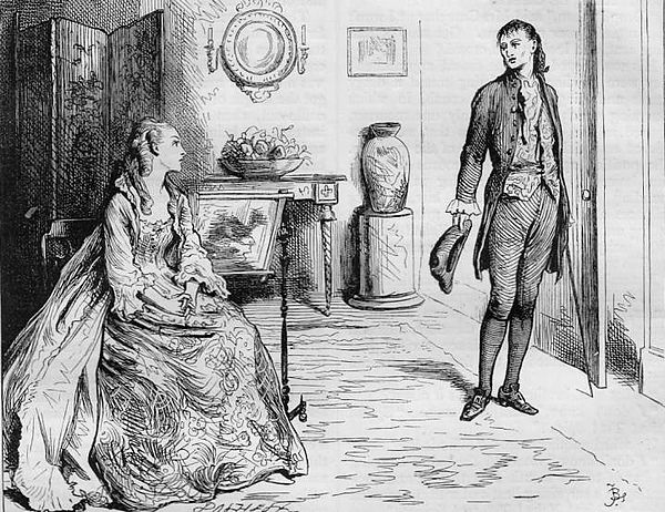 Sydney Carton telling Lucie Manette of his devotion to her, by Fred Barnard