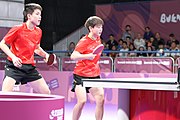 Deutsch: Tischtennis bei den Olympischen Jugendspielen 2018; Tag 9, 15. Oktober 2018; Mixed, Finale, Mixed-Doppel – Miu Hirano & Tomokazu Harimoto (JPN) gegen Sun Yingsha & Wang Chuqin (CHN) 1:3 English: Table tennis at the 2018 Summer Youth Olympics at 15 October 2018 – Mixed Final, Mixed-Double – Miu Hirano & Tomokazu Harimoto (JPN) Vs Sun Yingsha & Wang Chuqin (CHN) 1:3