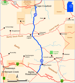 Mapa przeglądowa autostrady Tablelands