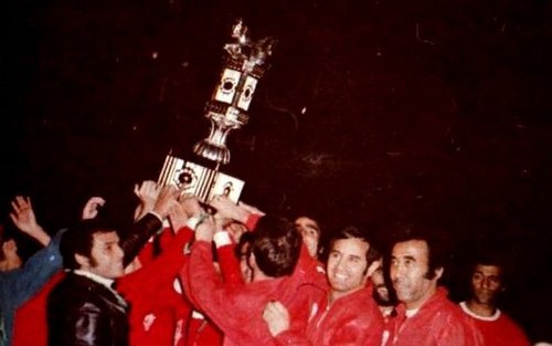 Persepolis winning the Takht Jamshid Cup in 1973