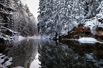 Rio Ahja no inverno, região de Põlva, Estônia. (definição 3 500 × 2 333)