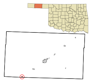 Location in Texas County and state of Oklahoma.