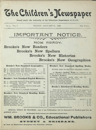 Cover page of The Children's Newspaper 30 January 1899 The Children's Newspaper 30 January 1899.PNG