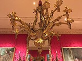 This magnificent twelve-light chandelier was made by Jacques Caffiéri in 1751. It was given by Louis XV to his eldest daughter, Louise-Elisabeth, Duchess of Parma, during one of her visits to Paris in the 1750s