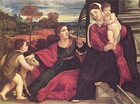 Titian, The Virgin, the Child, Saint Agnes and Saint John the Baptist, mid-16th c.