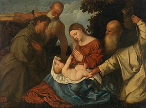 Tiziano, Francesco Vecellio, Adoration de l'Enfant parmi saints.jpeg