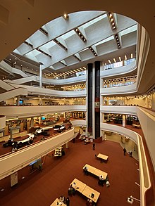 The central atrium from the upper levels of the building Toronto Reference Library Atrium.jpg