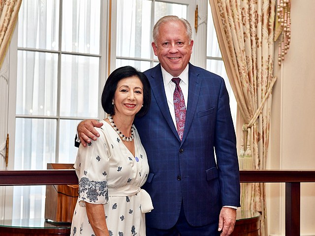 Shannon with his wife Guisela Shannon upon his retirement from the State Department in 2018